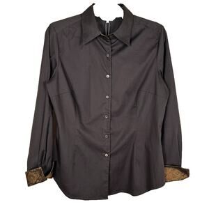 Audrey Talbott Womens Sz 12 Carmel brown button-up shirt Office Basic Luxury